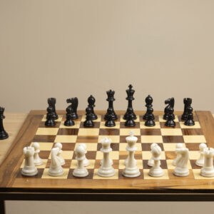 Handcrafted Tournament Size Wooden Chess Board With Molded Solid PVC Plastic Pieces