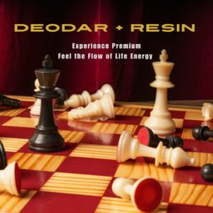 Handcrafted Tournament Size Wooden Chess Board (Only Chess Board - Deodar Wood + Resin)